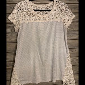 L. love Aline top grey / cream